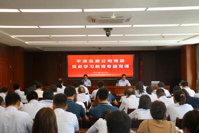 市政府國(guó)資委黨委委員、副主任邊疆到泓源公司講黨課(圖1)